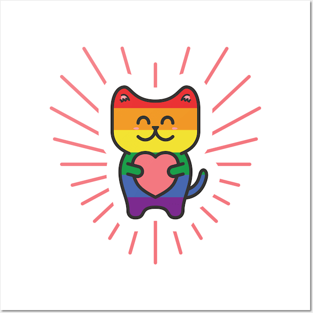 Cute Pride Love Cat Wall Art by Mob73